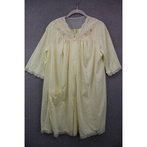 Shadowline Vintage Lace Embroidered Nylon Robe & Gown Set-Size Small